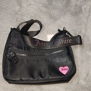 NWT Material Girl Juicy Couture Crossbody/Shoulder bag with pink heart- Black